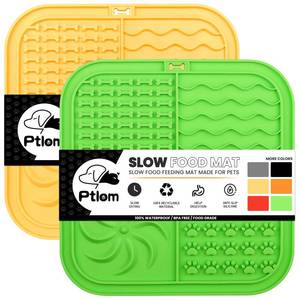 lot 81005 image: Ptlom 2 Pack Pet Lick Mat for Dogs and Cats Slow Feeder Mat, Dog Training Mats for Anxiety Relief, Pets Dog Licking Mat Suitable for Peanut Butter, Wet Food, Treats and Yogurt, Silicone