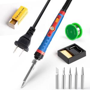 lot 81008 image: Soldering Iron Kit, 60W 110V Soldering Welding Iron Kit with Ceramic Heater, 10 in 1 Adjustable Temperature Soldering Welding Iron Kit Soldering Iron Pen for Metal, Jewelry, Electric Repairing, DIY