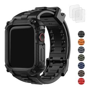 lot 81012 image: Fullmosa Watch Bands 40mm, Rugged iWatch Band Silicone with Screen Protector and Bumper Case for Men, Compatible with Apple Watch Series 654SE 2nd GenerationSE (40mm, Black)