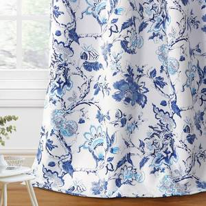 lot 81025 image: H.VERSAILTEX Blackout Curtains 96 Inch Length 2 Panels Set Floral Print Curtain Drapes for Living Room Thermal Insulated Grommet Window Curtains for Bedroom - Traditional Floral in Blue and White