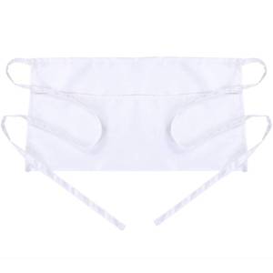lot 81031 image: BOHARERS Waist Apron with 3 Pockets - White Waitress Waiter Server Short Apron