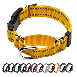 lot 81060 image: Hikiko Martingale Dog Collars Reflective Nylon Dog Collar with Quick Release Buckle Adjustable Training No Slip Dog Collar (Medium, Yellow)