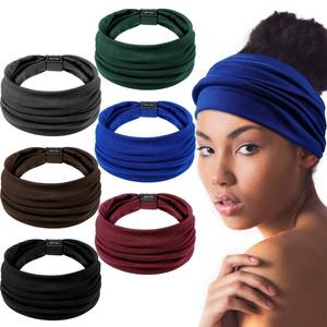 lot 81062 image: WILLBOND 6 Pcs Wide Headbands for Women African Boho Large Turbans Elastic Knotted Head Wrap Girl Big Yoga Sport Hair Band(Vintage Pattern)