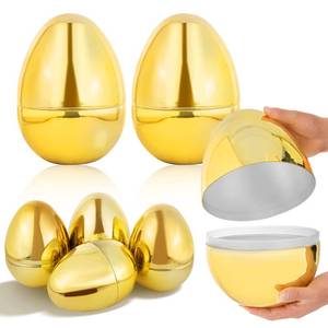 lot 81064 image: NJN 2Pcs 250mm10inch Gold eggs, Golden easter eggs, Plastic easter eggs perfect for easter egg hunt, metallic empty Surprise egg
