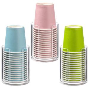 lot 81067 image: 3 Pack Bathroom Cup Dispenser 3 oz Countertop Storage Mouthwash Cups Holder, Plastic Small Disposable Paper Cup Holders for Bathroom Sink Counter