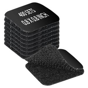 lot 81070 image: Heavy Duty Hook & Loop Dots with Self Adhesive Backing 400 Sets 0.8. Black Small Strong Sticky Glue Squares - Double Sided Mounting Fastening Tapes for Classroom, Office, Wall, Carpet, DIY, Crafts