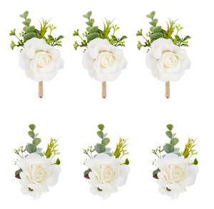 lot 81071 image: Meldel White Ivory Rose Wrist Corsage Boutonniere for Men Wedding Wrist Flower Corsage Hand Flower for Bride Bridesmaid Prom Decor Paty Girl