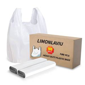 lot 81089 image: LimonLaviu Plastic Bags, (11.5�x 6.5 x 21�)(100Pack) Plastic Bags with Handles Plastic Shopping Bags for Small Business Plastic Grocery Bags T Shirt Bags Restaurants Bags in Bulk Small Trash Bags