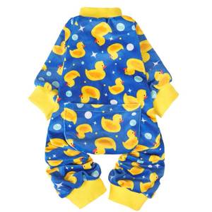 lot 81096 image: PUPTECK Soft Fleece Dog Pajamas for Small Medium Dogs, Adorable Puppy Sweaters Clothes Jumpsuit Pjs, Lightweight Cat Coat Pet Apparel, Blue, L