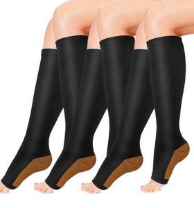 lot 81097 image: Copper Compression Socks for Women & Men Open Toe 15-20mmHg is Best Support for Circulation Recovery and All Day Wear