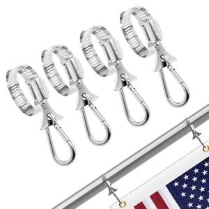 lot 81103 image: MELIUDEY Boat Flag Pole Clips with Carabiner Clamp for Grommet Flag Mounts, Stainless Steel Flag Pole Rings for 0.5-1.4 Inch in Diameter Flagpole,use for Boat,Yacht, Garden, House, UTV, ATV(4 Pack)