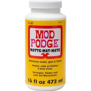 lot 81104 image: Mod Podge Matte Sealer, Glue & Finish All-in-One Craft Solution- Quick Dry, Easy Clean, for Wood, Paper, Fabric & More. Non-Toxic - Craft with Confidence, Made in USA, 16 oz., Pack of 1