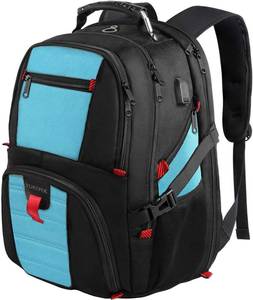 lot 81114 image: YOREPEK Travel Backpack, Extra Large 50L Laptop Backpacks for Men Women, Water Resistant College Student Bookbag Airline Approved Business Work Bag with USB Charging Port Fits 17 Inch Computer, Blue