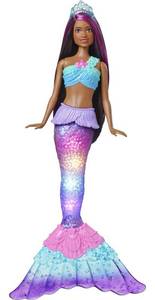 lot 81116 image: Barbie Dreamtopia Doll, Mermaid Toy with Water-Activated Light-Up Tail, Purple-Streaked Hair & 4 Colorful Light Shows
