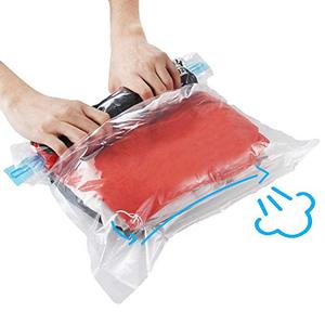 lot 81117 image: 10Pack Travel Space Saver Bags (4 x S, 3 x L, 3 xL), Reusable KFYM Vacuum Travel Storage Bag, Saves 75% of Storage Space, Roll-Up Compression, No Need For Vacuum Machine Or Pump