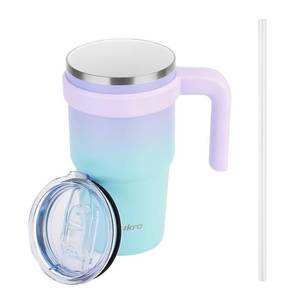 lot 81119 image: Zukro 20 oz Insulated Tumbler Ceramic Interior Coating, No Metallic Aftertaste, Vacuum Stainless Steel Double-walled Coffee Cup with Handle, Lid and Straw, BPA Free, No Sweat, Dishwasher Safe
