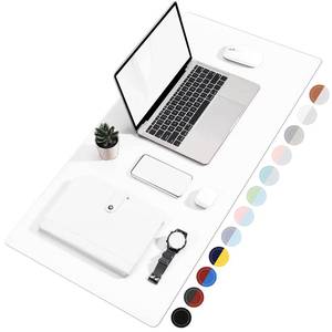 lot 81120 image: TOWWI Dual Sided Desk Pad, Large Desk Mat, Waterproof Desk Blotter Protector Mouse Pad, Leather Desk Pad Large for Keyboard and Mouse (32 x 16, WhiteSilver)