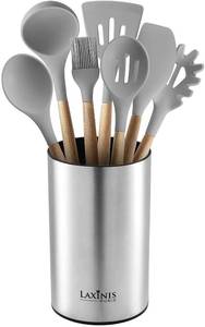 lot 81126 image: Laxinis World Stainless Steel Kitchen Utensil Holder, Kitchen Caddy, Utensil Organizer, Round Shape Utensils Crock, 7 by 4.3 (utensils not included)