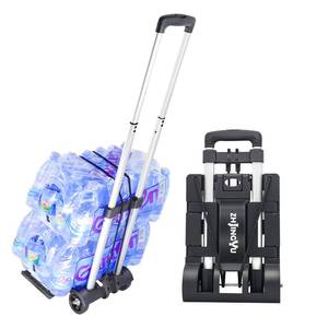 lot 81128 image: Folding Hand Truck Aluminum Telescopic Rod Foldable Roller Shopping Trolley Collapsible 2 Wheel Trolley Expandable Large Chassis Foldable into Backpack