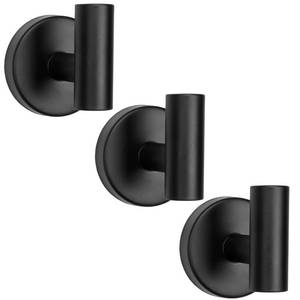 lot 81131 image: TocTen Towel Hook for Bathroom, 3 Pack Wall Mounted Robe Hook, SUS 304 Stainless Steel Coat Hook, Heavy Duty Door Hanger Towel Hook for Bathroom Kitchen Office and Cabinet(Matte Black, 3 Pack)