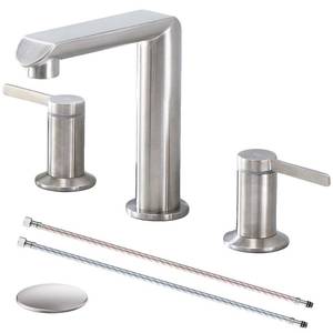 lot 81133 image: VESLA HOME Widespread Bathroom Faucet 3 Hole Brushed Nickel, 8 inch Modern Vanity Faucet for Bathroom Sink, 2 Handle Bathroom Sink Faucet with Pop-up Drain