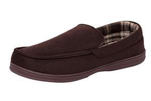 lot 81144 image: Van Heusen Mens Slippers Comfy Slip-on Micro Suede House with Softflannel Lining Moccasin, Brown, Medium