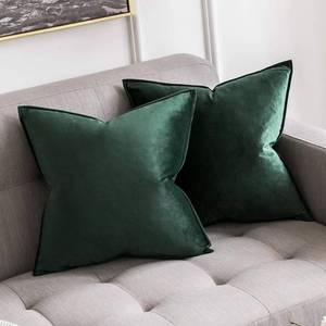 lot 81154 image: MIULEE Pack of 2 Decorative Velvet Throw Pillow Cover Soft Pillowcase Solid Square Cushion Case for Sofa Bedroom Car 24x24 Inch 60x60 Cm Army Green