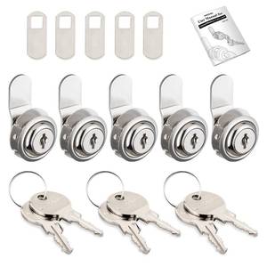 lot 81159 image: Naissian Cabinet Door Locks, Toolbox Mail Box Lock Set for Home Furniture File Cabinet Drawer Locks with Key,58� Fits on 516inch Max Door Thickness, Pack of 5 Locks with 6 Keys Alike
