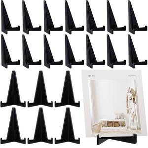 lot 81162 image: Bucherry 20 Pcs Triangle Acrylic Easel Stands for Display Mini Picture Frame Stand Plate Holders Photo Holder Stand for Picture Card Weddings Home Decoration Birthdays Tables (Black)