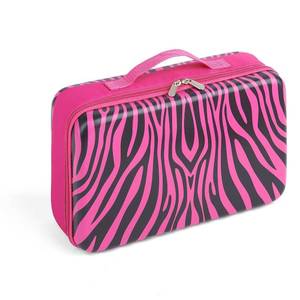 lot 81174 image: Badger Basket Hard Shell Storage Case for 12-inch Fashion Dolls, Holds 6 Dolls Plus Accessories, Animal Print