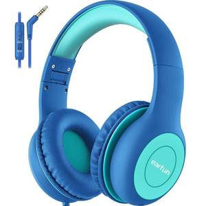 lot 81177 image: EarFun Kids Headphones Wired with Microphone, 8594dB Volume Limit Headphones for Kids, Portable Wired Headphones with Shareport, Stereo Sound Foldable Headset for SchoolTabletiPadKindle Blue Green