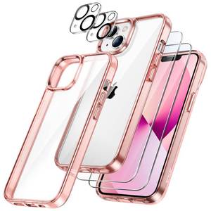 lot 81178 image: JETech 3 in 1 Case for iPhone 13 6.1-Inch, with 2-Pack Screen Protector and 2-Pack Camera Lens Protector, Full Coverage Tempered Glass Film, Shockproof Bumper Phone Cover (Rose Gold)