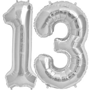lot 81179 image: Tellpet Silver Number 13 Balloons, 13th Birthday Party Balloon Decorations Supplies, 40 Inch