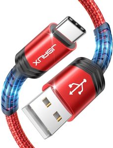lot 81185 image: JSAUX USB C Cable 2-Pack 6.6ft, USB A to USB C Charger Cord 3.1A Type C Fast Charging Compatible with iPhone 1515 Plus15 Pro15 Pro Max, Samsung Galaxy S20 S10 S9, Note 20 10, LG G8 G7 V30 -Red