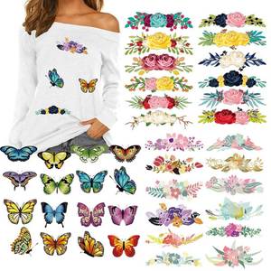 lot 81207 image: Butterfly Flower Heat Transfers Patches Iron on Stickers for Clothing Decorations Babies Girls Women T-Shirt Hoodies Dress Clothes Pillow Backpack Decor 40Pcs