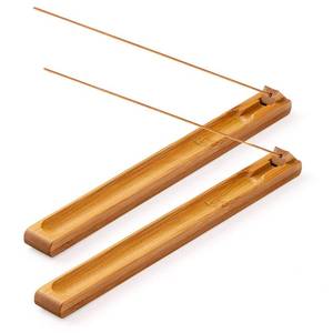 lot 81244 image: 2 Pieces Bamboo Wood Incense Holder for Sticks with Adjustable Angle, Incense Burner with Ash Catcher, 9.8 Inches