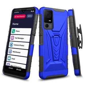 lot 81246 image: Case for Lively Jitterbug Smart4  Lively Smart 4  TCL 40XL  TCL 40T Phone Case with Tempered Glass Screen Protector Hybrid Cover with Kickstand Belt Clip Holster - Blue