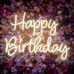 lot 81265 image: Happy Birthday Neon Sign for Wall Decor, LED Neon Light Birthday Party Decorations USB Powered Happy Birthday Led Sign with Controllable Switch, Warm White 15.75x11.8 Inch