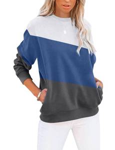 lot 81272 image: TICTICMIMI Womens Casual Long Sleeve Color BlockSolid Tops Crewneck Sweatshirts Cute Loose Fit Pullover with Pockets XXL