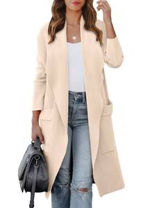 lot 81277 image: LOGENE Womens Cardigan Sweater Casual Open Front Jackets 2024 Fall Fashions Warm Wool Knitted Long Blazer Trench Coat 5L80-fenxing-M