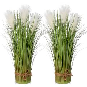 lot 81279 image: Fake Plants Artificial Onion Grass 16 Small Faux Floral Grass Bouquet Free Standing Artificial Plants for Desk Table Centerpieces Decoration