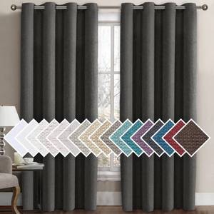 lot 81287 image: H.VERSAILTEX Linen Blackout Curtain 96 Inches Long for BedroomLiving Room Thermal Insulated Grommet Linen Look Curtain Drapes Primitive Textured Burlap Effect Window Drapes 1 Panel - Charcoal Gray