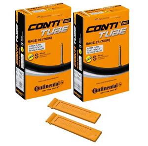 lot 81292 image: Continental Race 28 700x20-25c Inner Tubes - 60mm Presta Valve (Pack of 2 Tubes wConti Tire Levers)