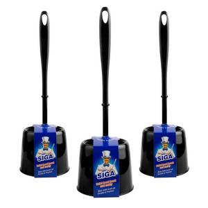 lot 81296 image: MR.SIGA Toilet Brush with Holder, Pack of 3, Black