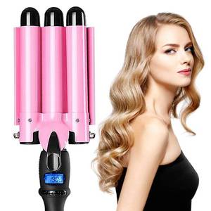 lot 81297 image: 3 Barrel Curling Iron Wand Hair Crimper with Dual Voltage, 1 Inch Hair Waver Iron with LCD Temp Display, Ceramic Tourmaline Crimper Hair Iron, Hair Curler Temperature Adjustable