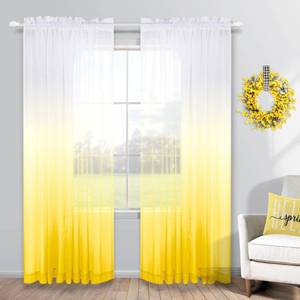 lot 81306 image: KOUFALL Yellow Curtains Sheer 84 Inches Long for Living Room,Bright Ombre Spring Curtains for Bedroom 2 Panel Sets,Lemon Yellow