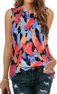 lot 81315 image: Summer Tops for Women Sleeveless Tank Floral Casual Cute Loose Fit Cute T-Shirt Tunic(Colorful Tie Dye,M)