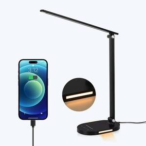 lot 81317 image: Led Desk Lamp, 3 Light Modes Table Lamp, Dimmable Reading Light For Bedroom with USB Port, Office Desk Lamp with Night Light, Auto-Off Timer Book Lights for College Dorm, Home, Office, Memory Function
