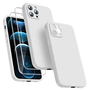 lot 81336 image: Dssairo 3 in 1 Compatible with iPhone 12 Pro Max Case, Camera Protection with 2 Pack Screen Protectors, Slim Liquid Silicone Phone Case for 12 Pro Max Shockproof Microfiber Lining(White)