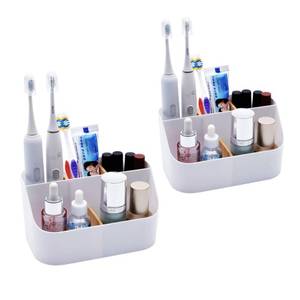 lot 81339 image: Set of 2 Toothbrush Holder for Bathrooms,White Bathroom Organizer Countertop,5 Slot Electric Toothbrush Toothpaste Holder Razor Lotion Stand Caddy,Large Capacity Vanity Sink Corner Accessories Storage